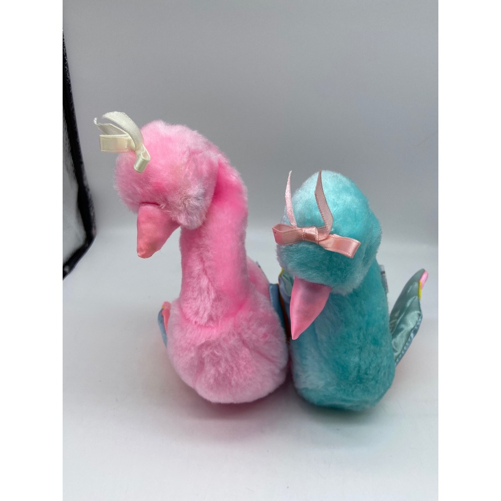Vintage Commonwealth Beautiful Swans (2) Small Pink Blue Rainbow - Picture 4 of 12